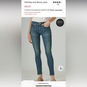 Mid rise skinny Ava Lucky Brand size 6/28 jeans